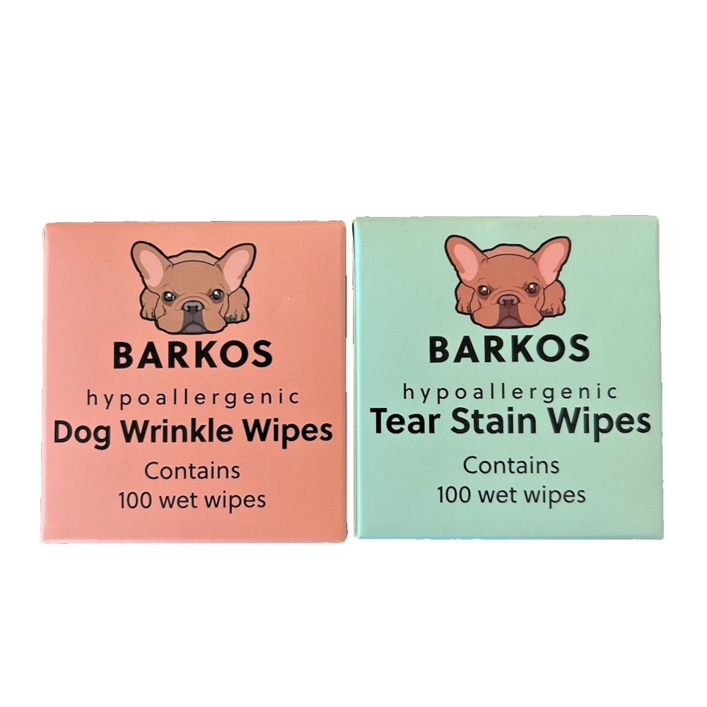 Lot Of 2 / Barkos Hypoallergenic Wrinkle Wipes Tear Stain Wipes For Dogs, 100ct